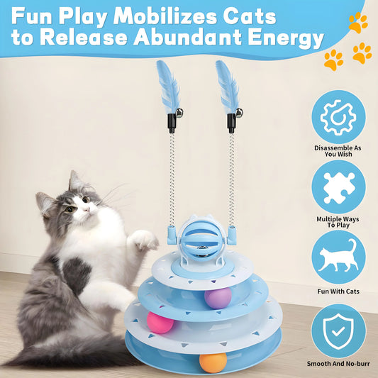 4-Tier Interactive Spinning Track with LED Balls Toy