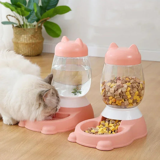 Cat Dog Food Water Bowl Automatic Feeder Dispenser